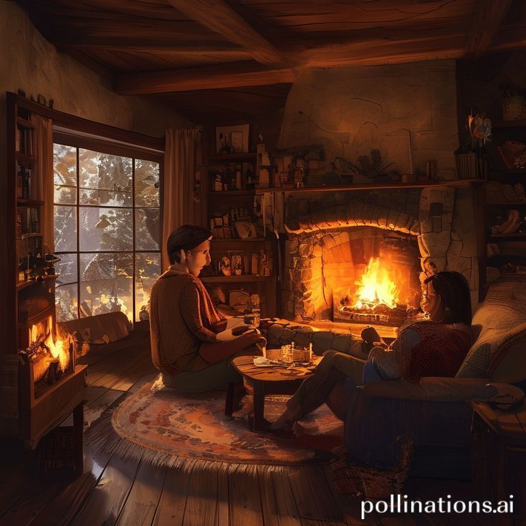 Şömine Başında Kitap Okuyan Çift