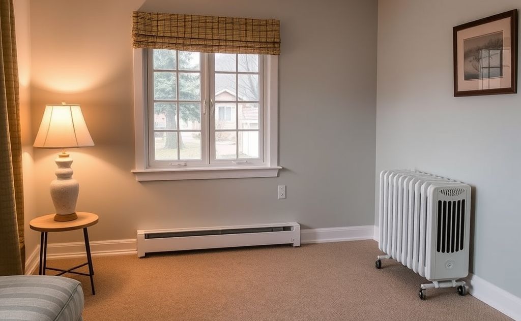 Cozy room with an electric baseboard heater