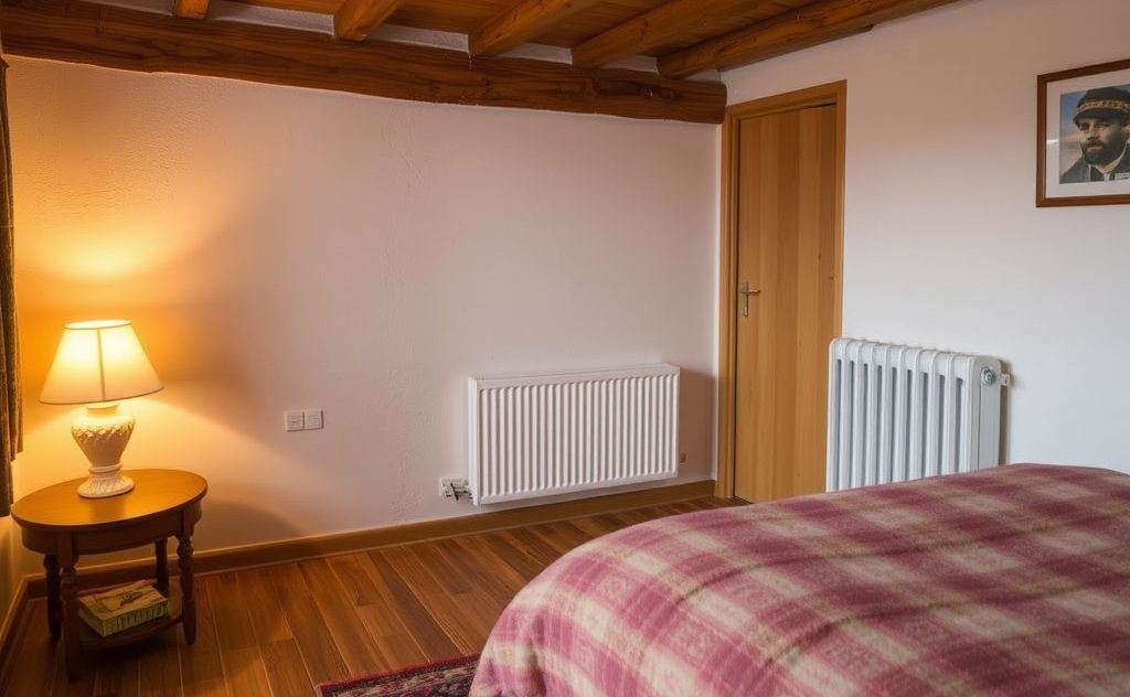 Cozy room with radiant heater in a warm setting