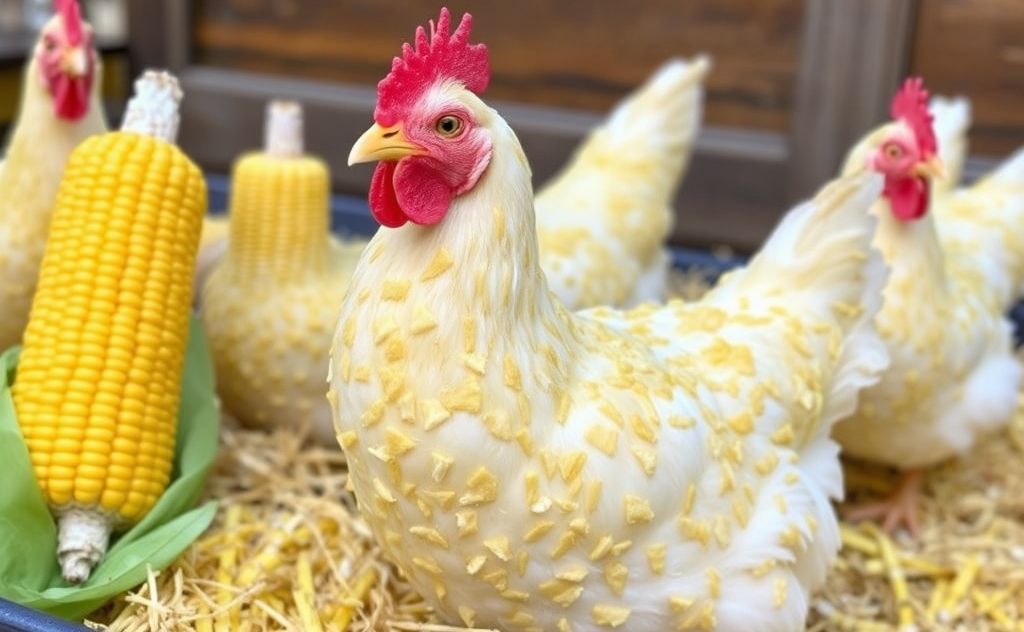 Cracked corn feeding guide for chickens