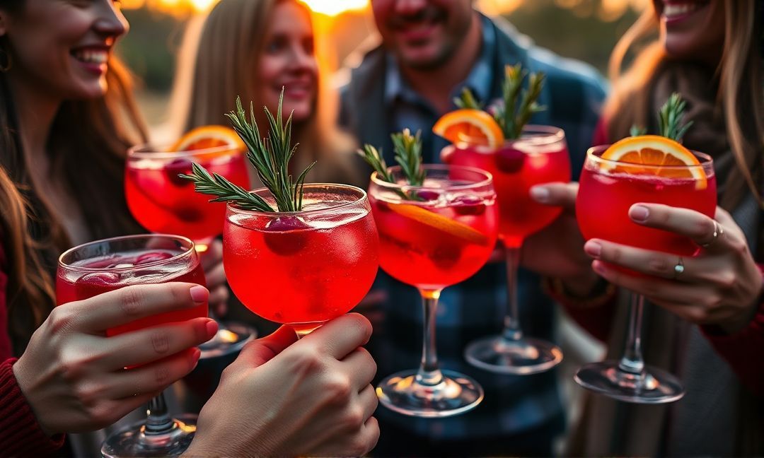 Cranberry cocktails with rum