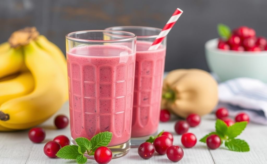 Cranberry juice adds a tangy twist to smoothies.