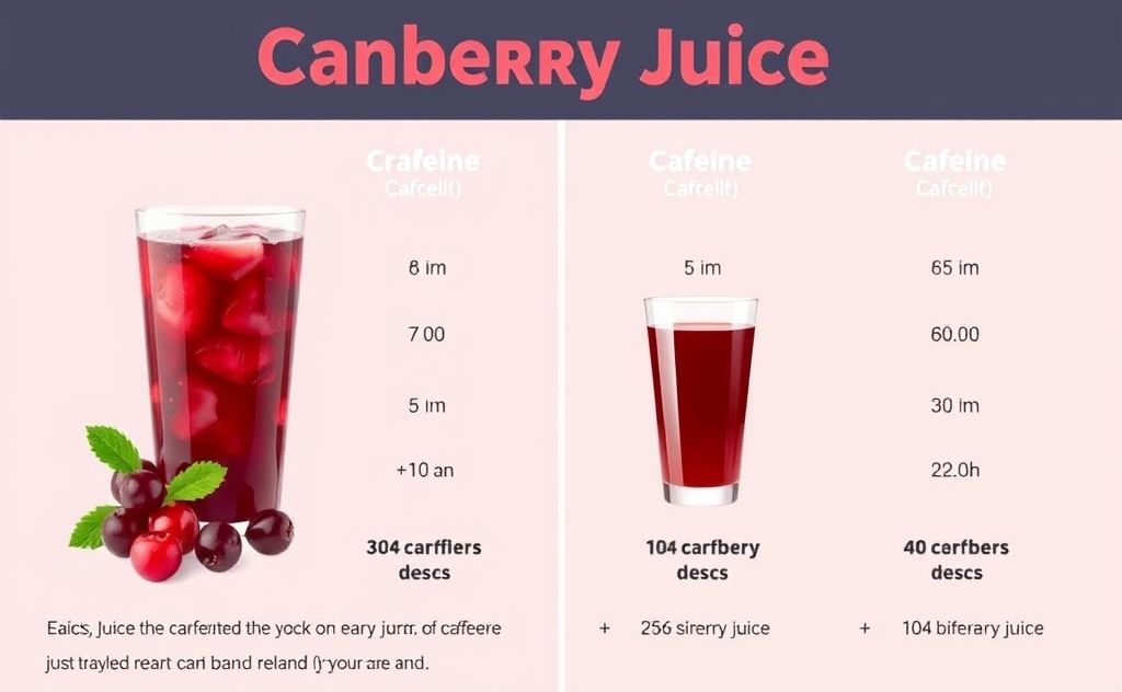 Cranberry juice and caffeine comparison infographic