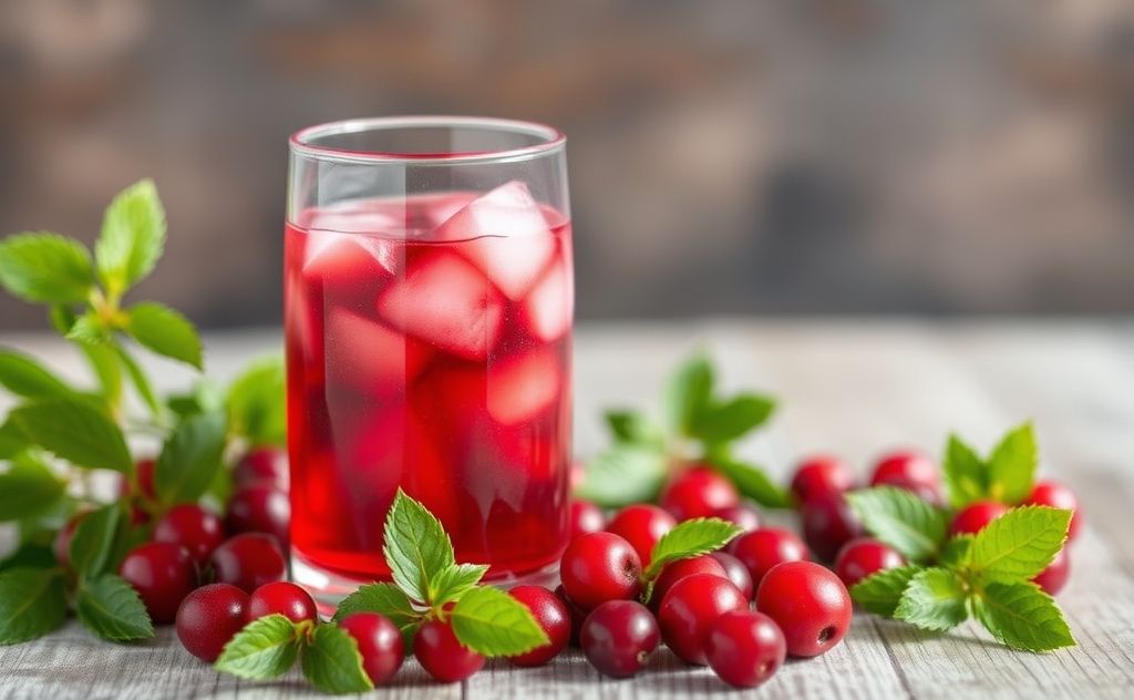 Cranberry juice boosts health with powerful antioxidants.