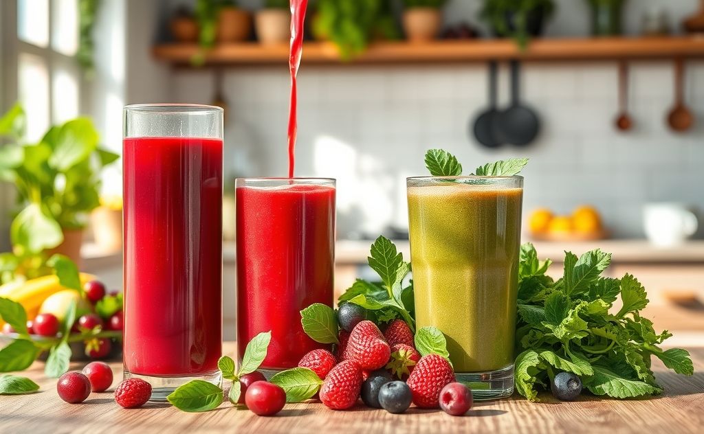 Cranberry juice boosts smoothie health benefits.