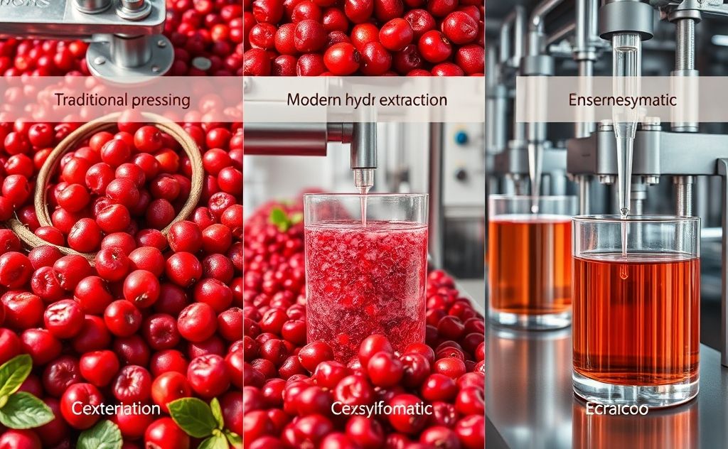 Cranberry juice extraction process comparison