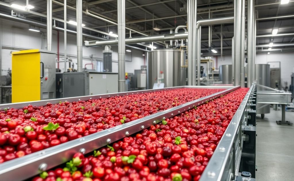 Cranberry juice extraction process in factories