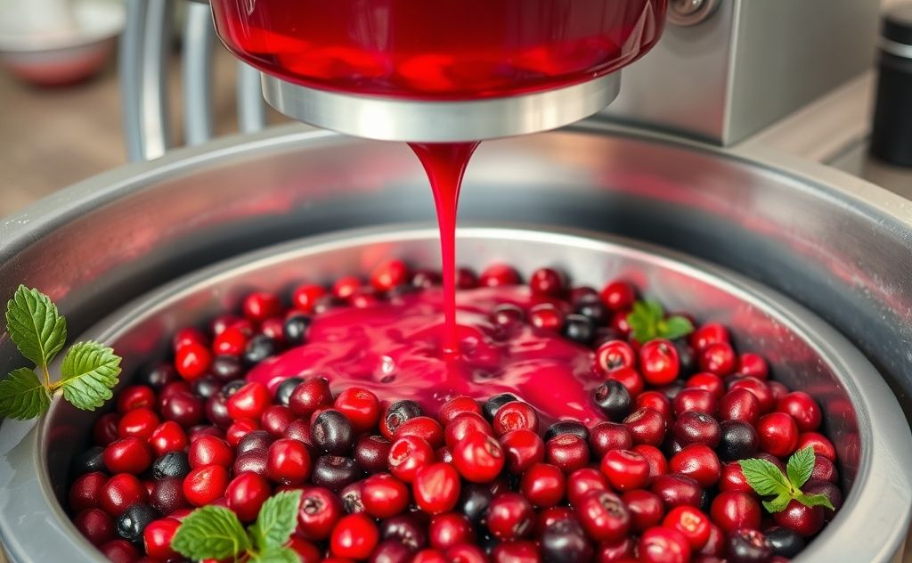 Cranberry juice extraction process with fresh berries