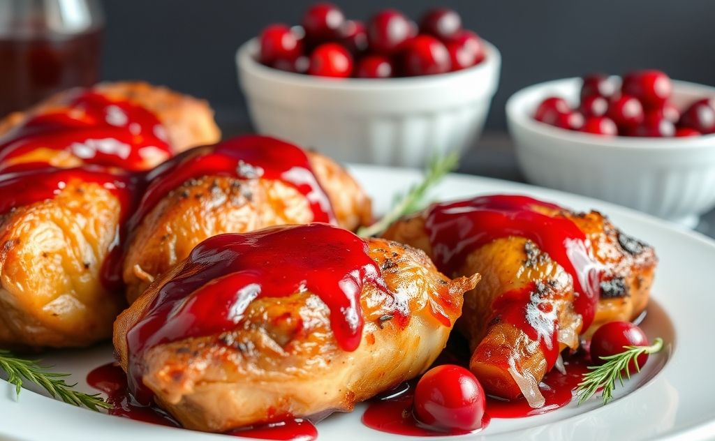 Cranberry juice glaze on delicious roasted dishes