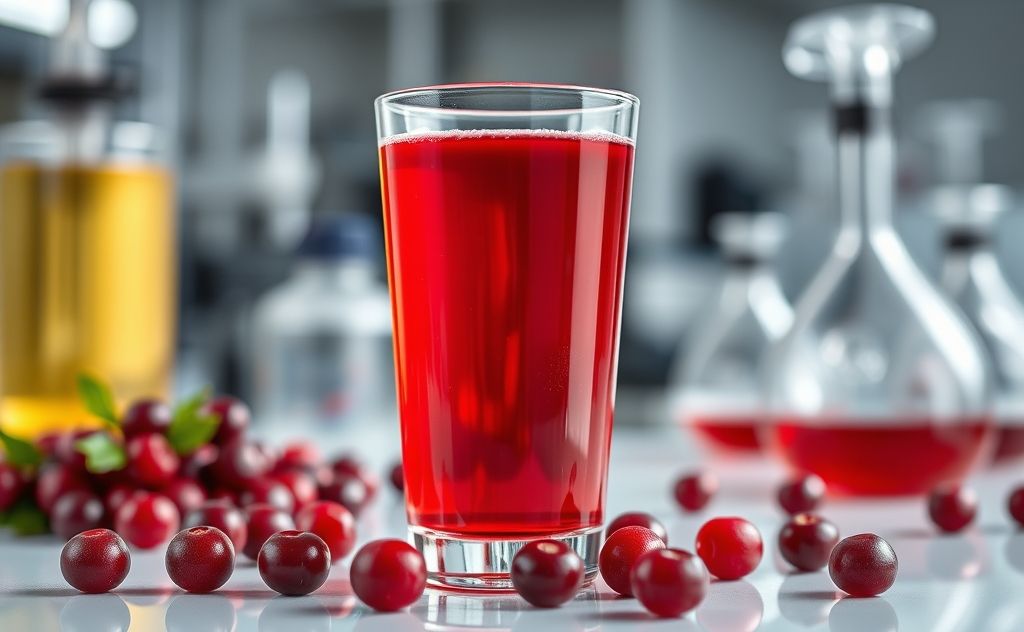 Cranberry juice made with enzymatic extraction method.