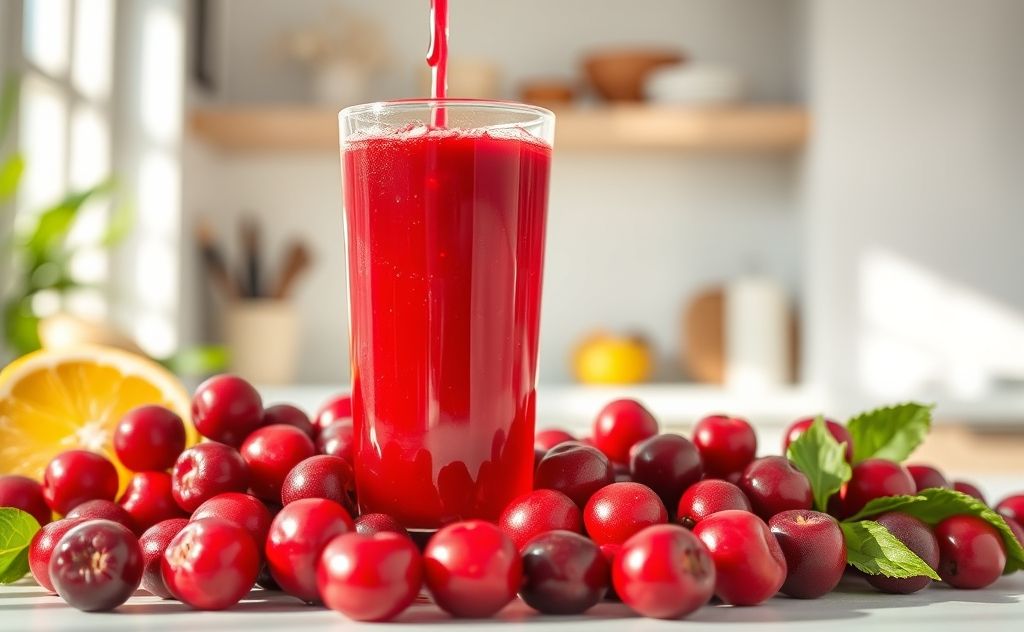 Cranberry juice rich in Vitamin C benefits.