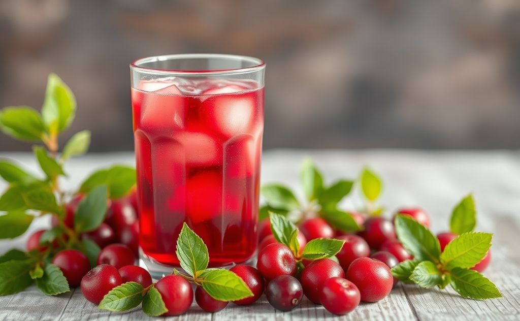 Cranberry juice rich in antioxidants and health benefits.