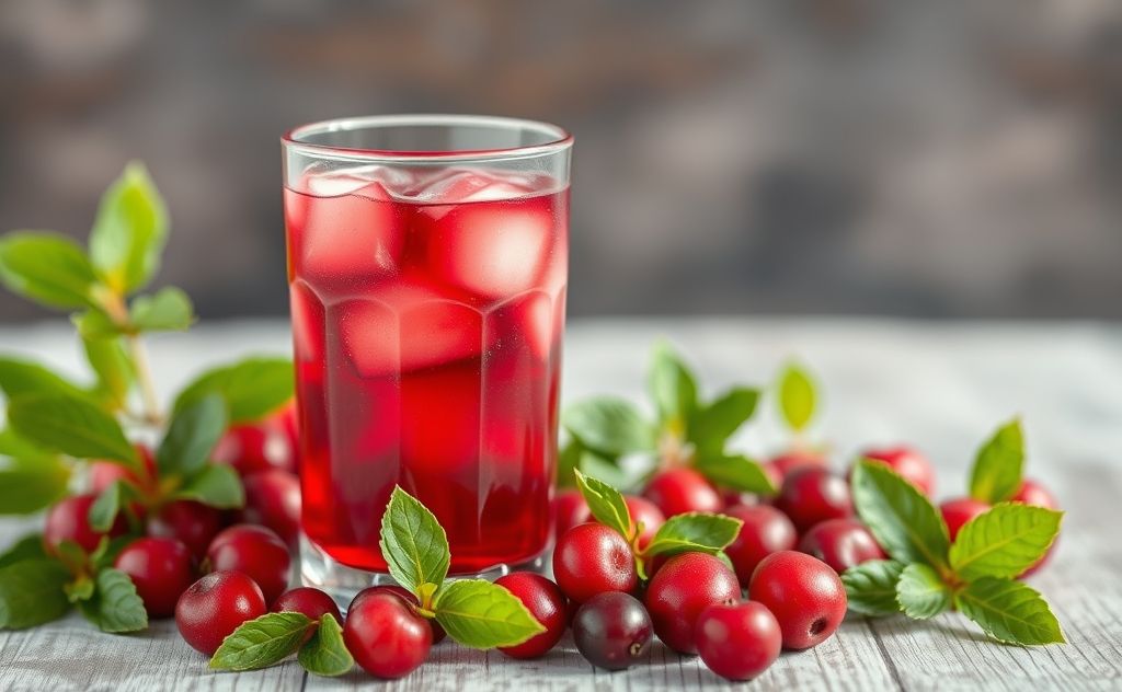 Cranberry juice rich in antioxidants for health.