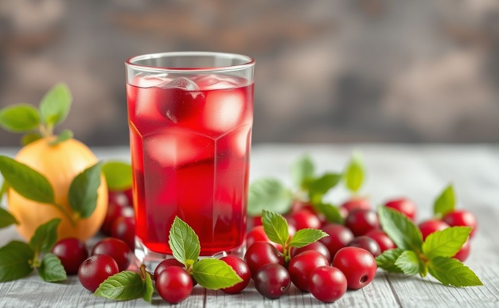 Cranberry juice rich in natural vitamin C benefits.