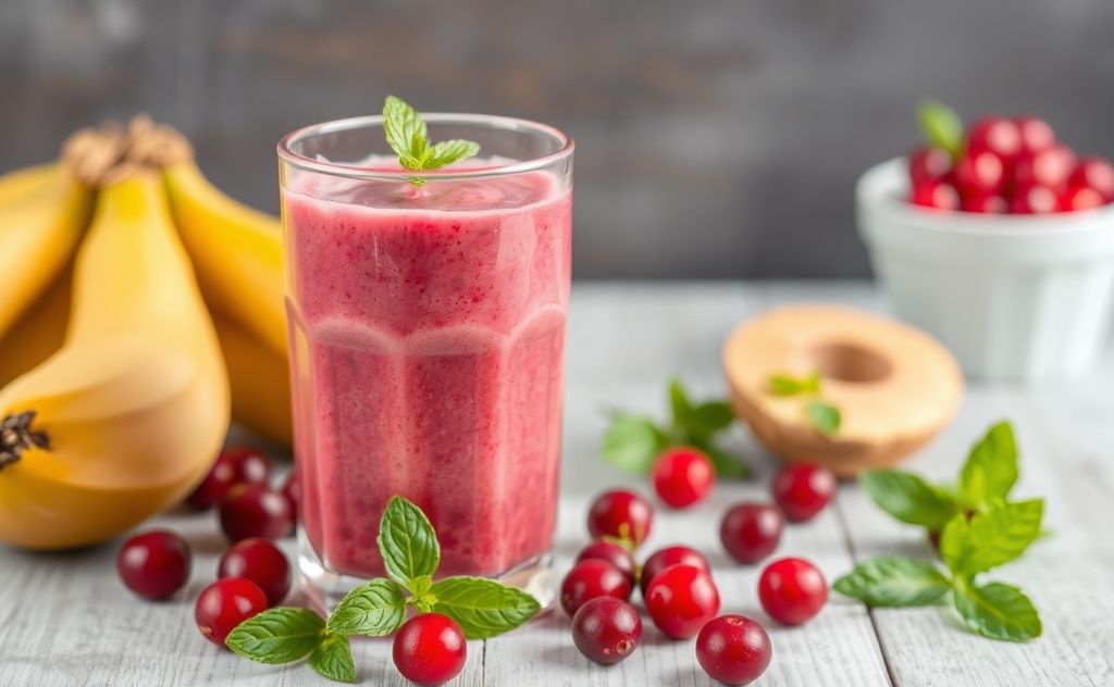 Cranberry juice smoothie for a refreshing detox