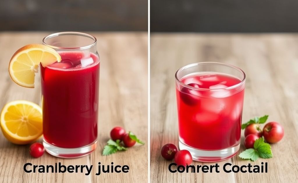 Cranberry juice versus cranberry juice cocktail comparison