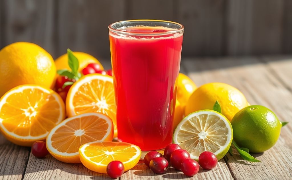 Cranberry juice with citrus fruits blend