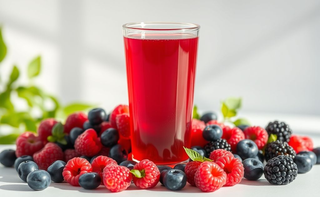 Cranberry juice with fewer calories and fresh berries