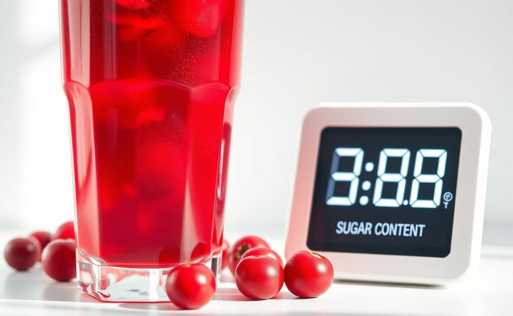 Cranberry juice with sugar content displayed clearly