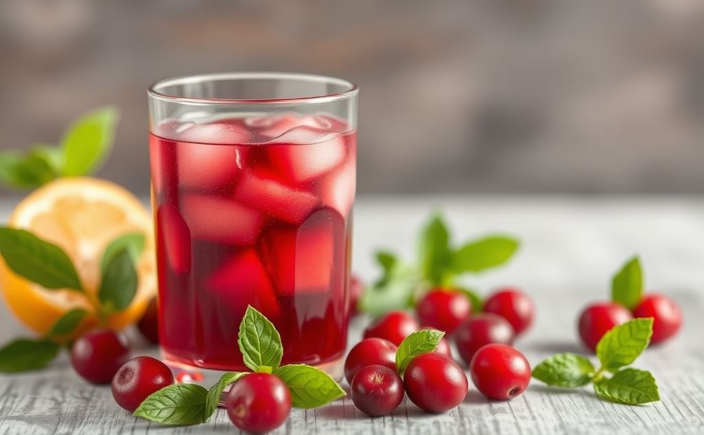 Cranberry juice with sugar content highlighted