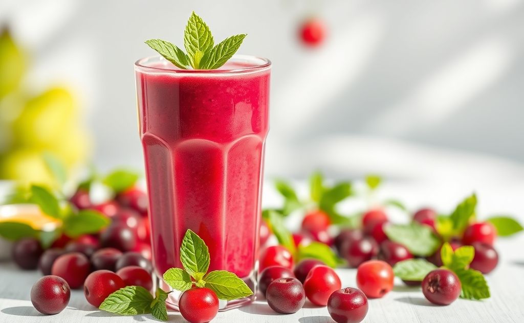 Cranberry smoothie for radiant, healthy skin.