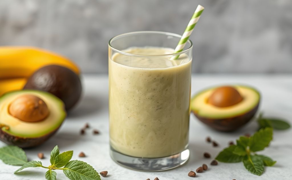 Creamy avocado smoothie in a refreshing setting