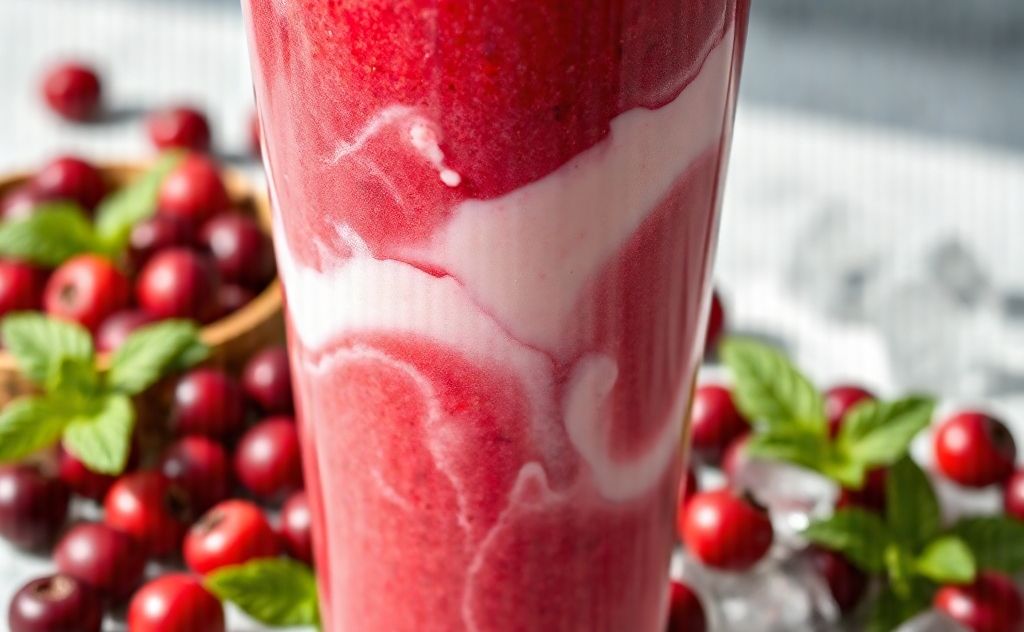 Creamy cranberry juice smoothie ingredients