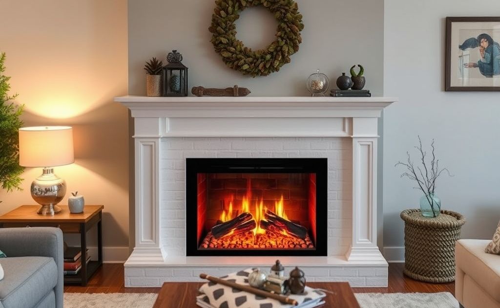 Create a cozy faux fireplace with electric insert