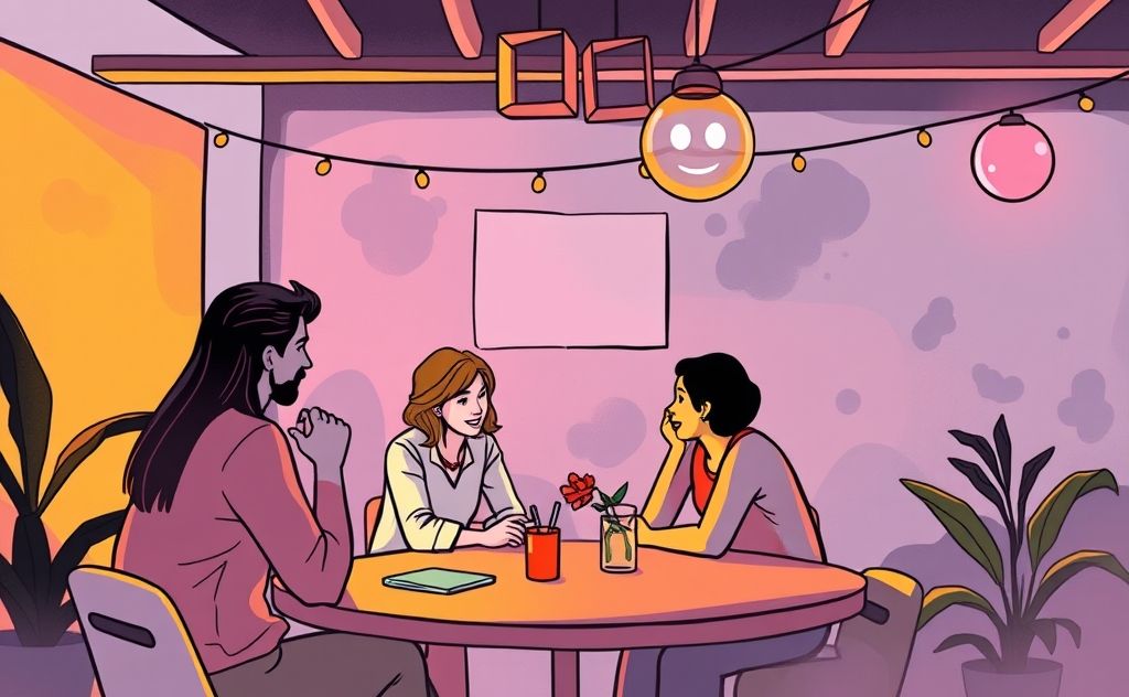 Create a vibrant scene of communication and connection