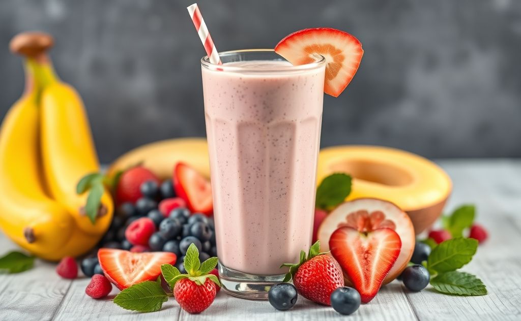 Creatine smoothie with fresh fruits and energy boost