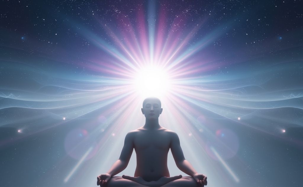 Crown chakra radiating energy and light
