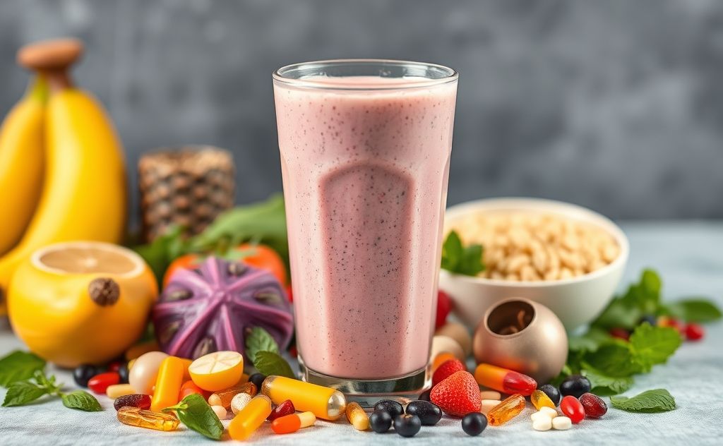 Crushed vitamins blended into a vibrant smoothie