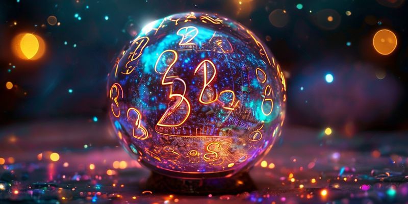 Crystal ball with glowing numbers around it