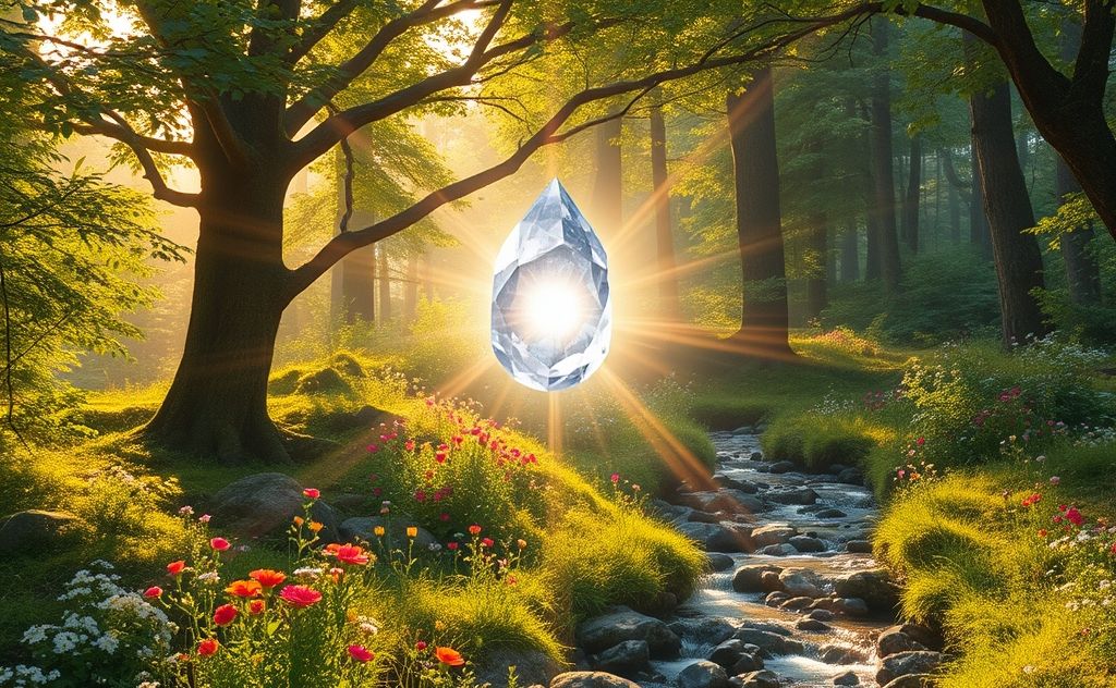 Crystal energy radiating through nature's harmony
