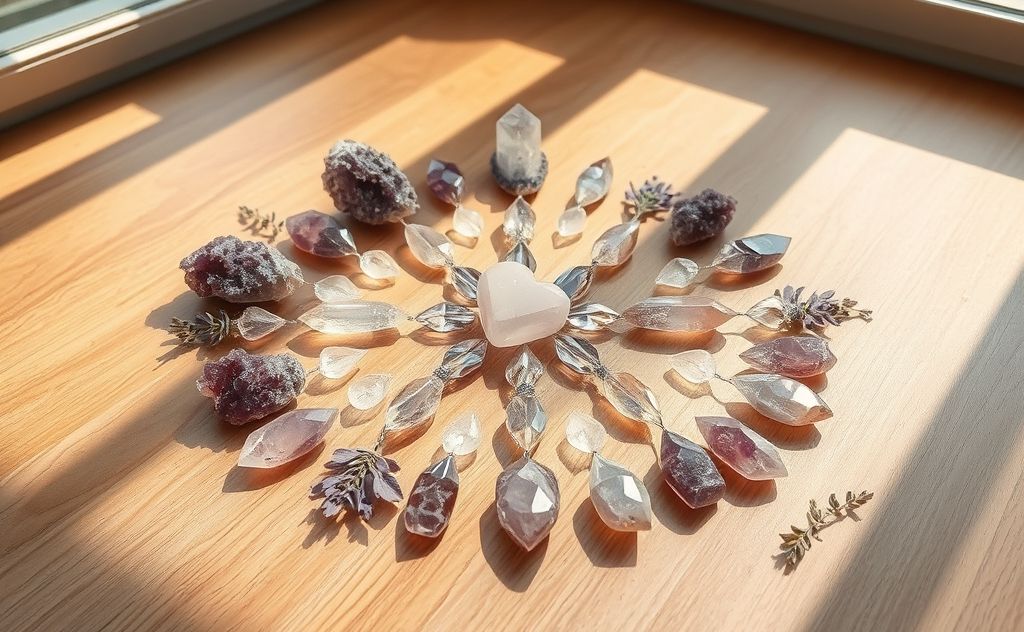Crystal layouts for healing energy balance