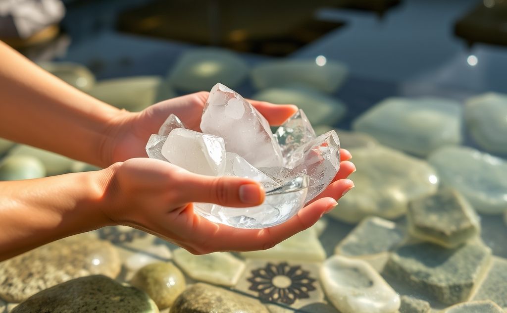 Crystal water ritual for wellness and energy boost