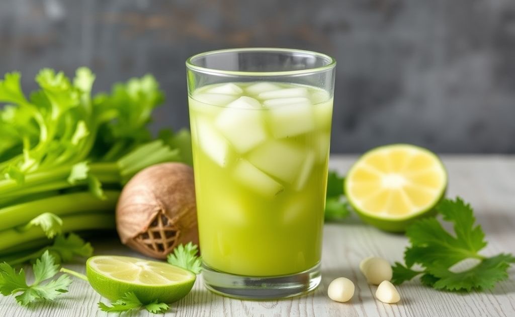 Daily celery juice intake for health benefits.