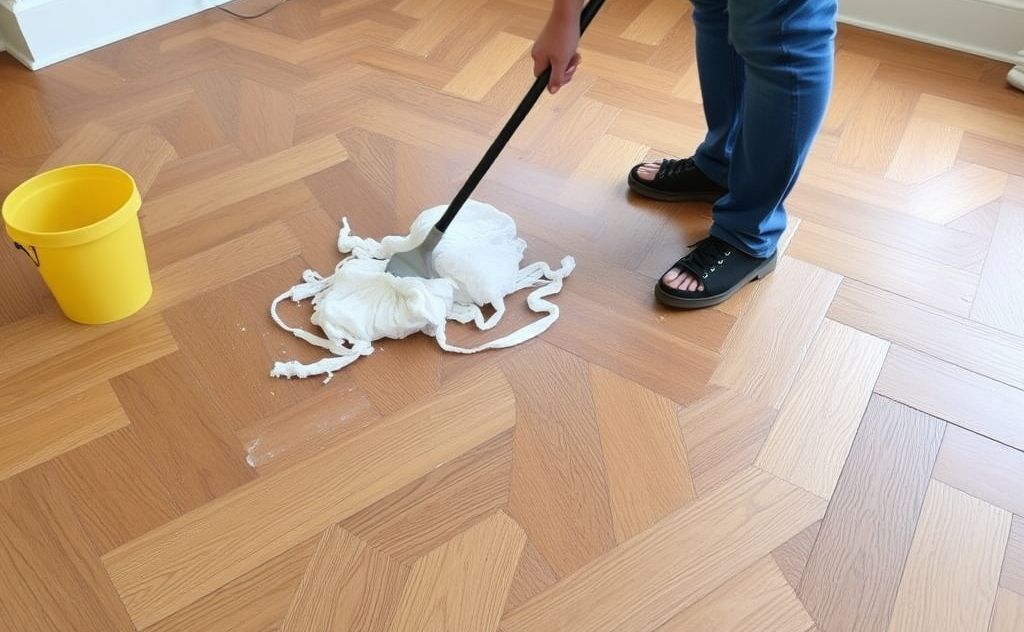 Deep clean herringbone wood floors effectively