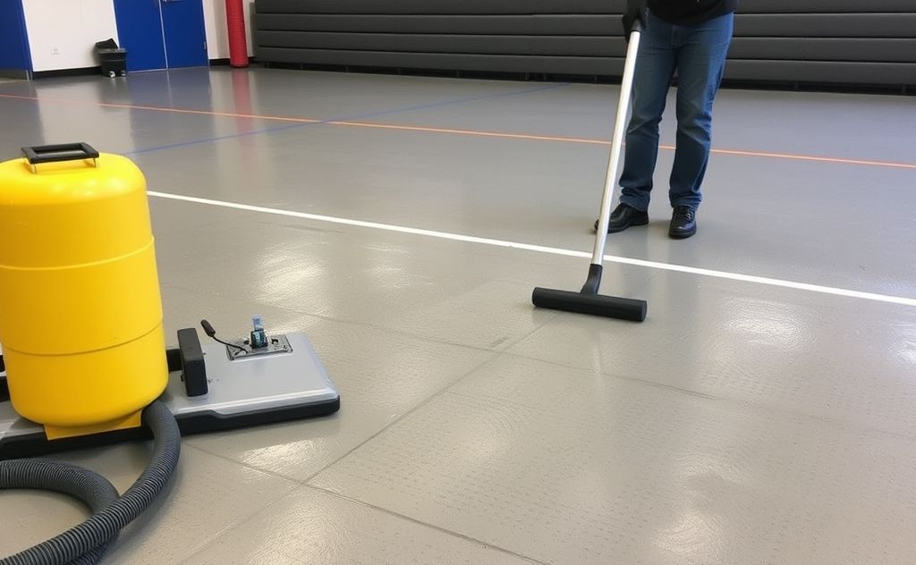 Deep cleaning rubber gym floor vacuums steps