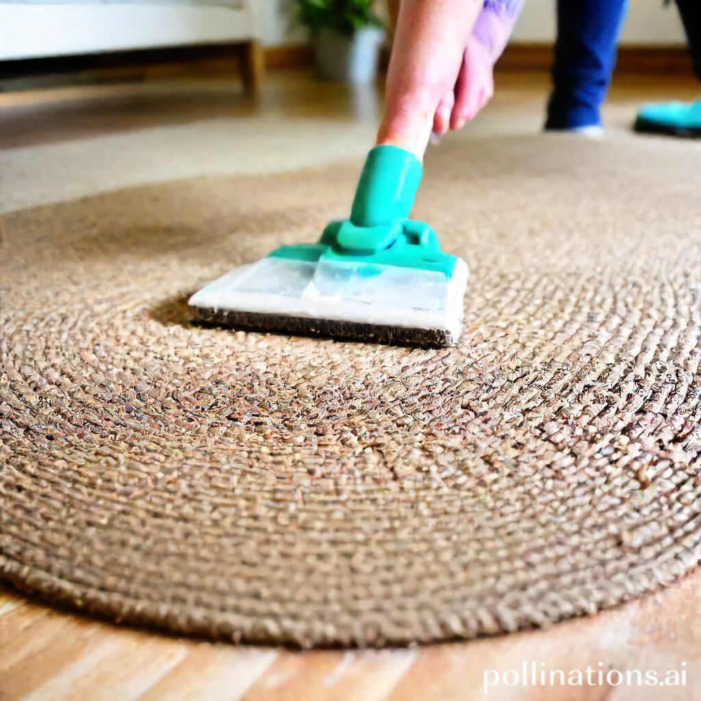 Deep cleaning a jute rug with mild detergent and water