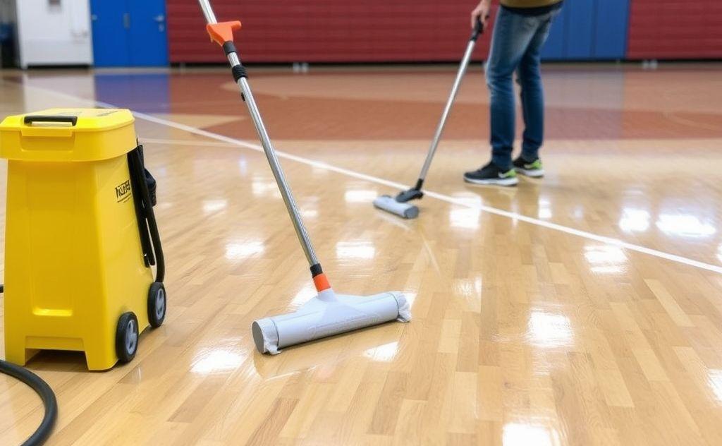 Deep cleaning tools for gym floor upkeep