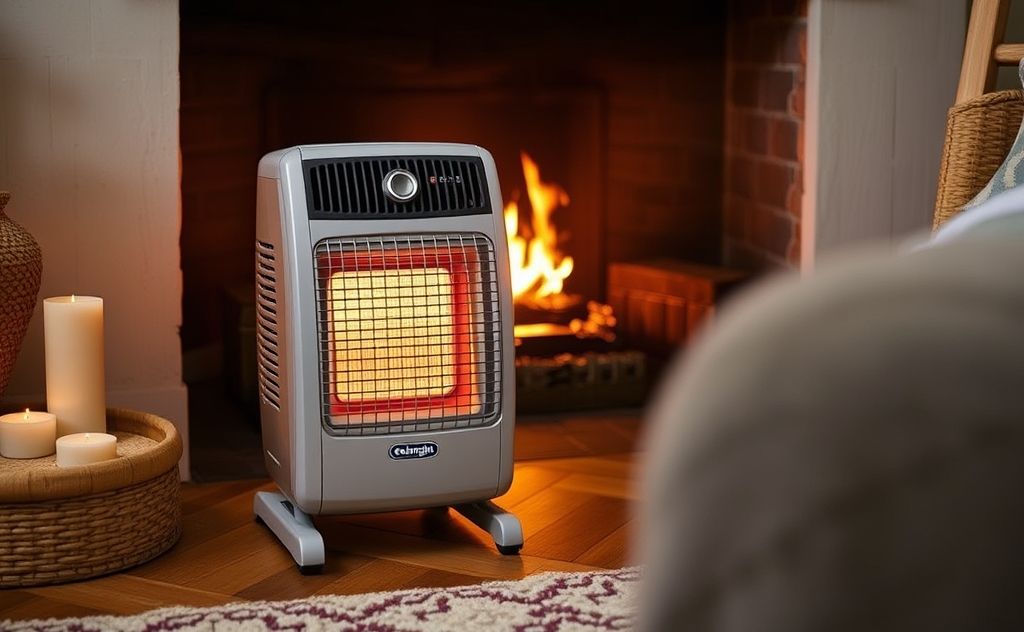 Delonghi VBF2 gas heater in a cozy setting