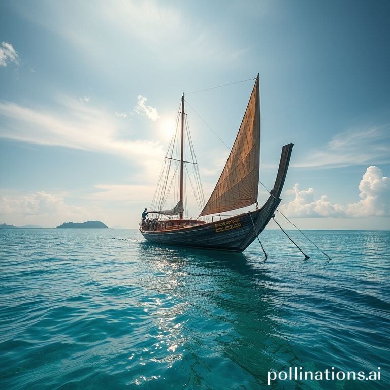 Dermaga kayu dengan kapal phinisi berlabuh