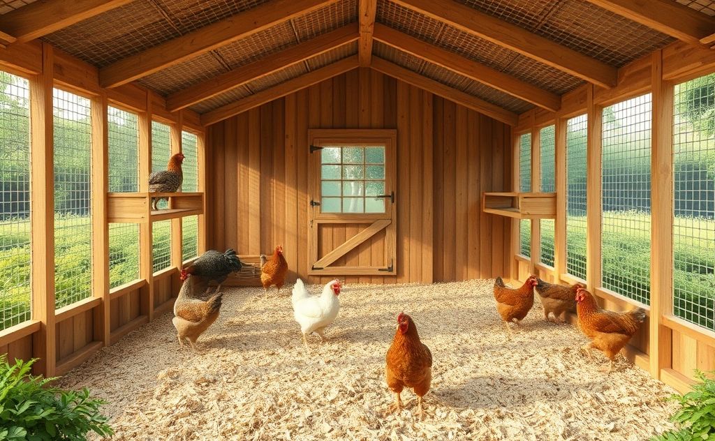 Design a spacious chicken coop for 12 chickens