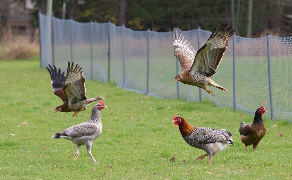 Deter hawks from chickens with safe barriers