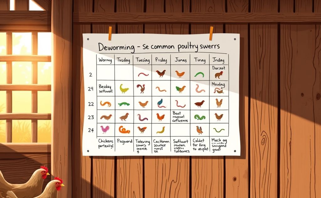 Deworming schedule for common chicken worms