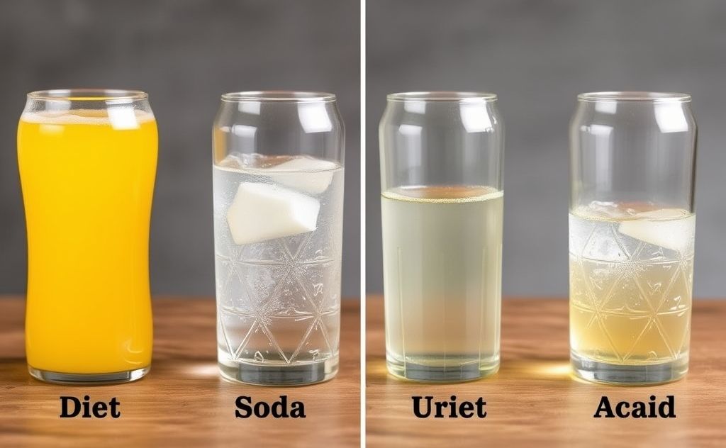 Diet soda and uric acid levels comparison