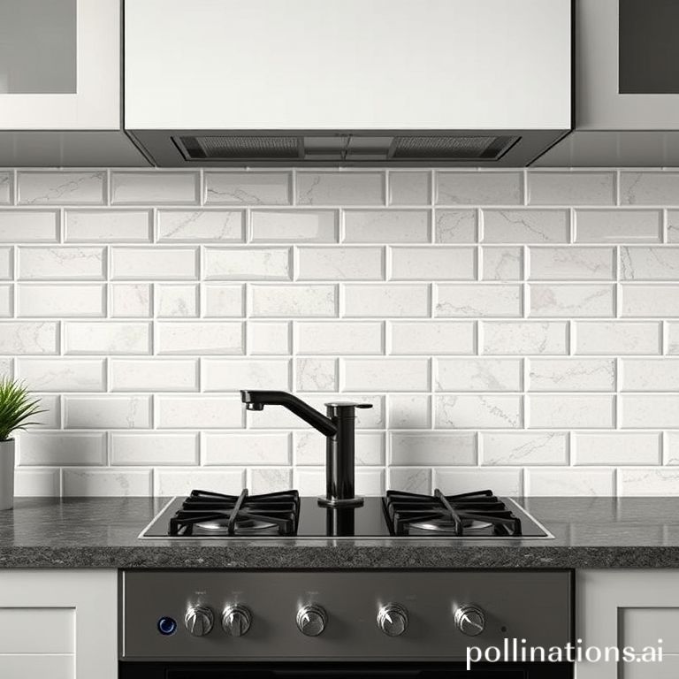 Dinding backsplash keramik subway putih Bandung