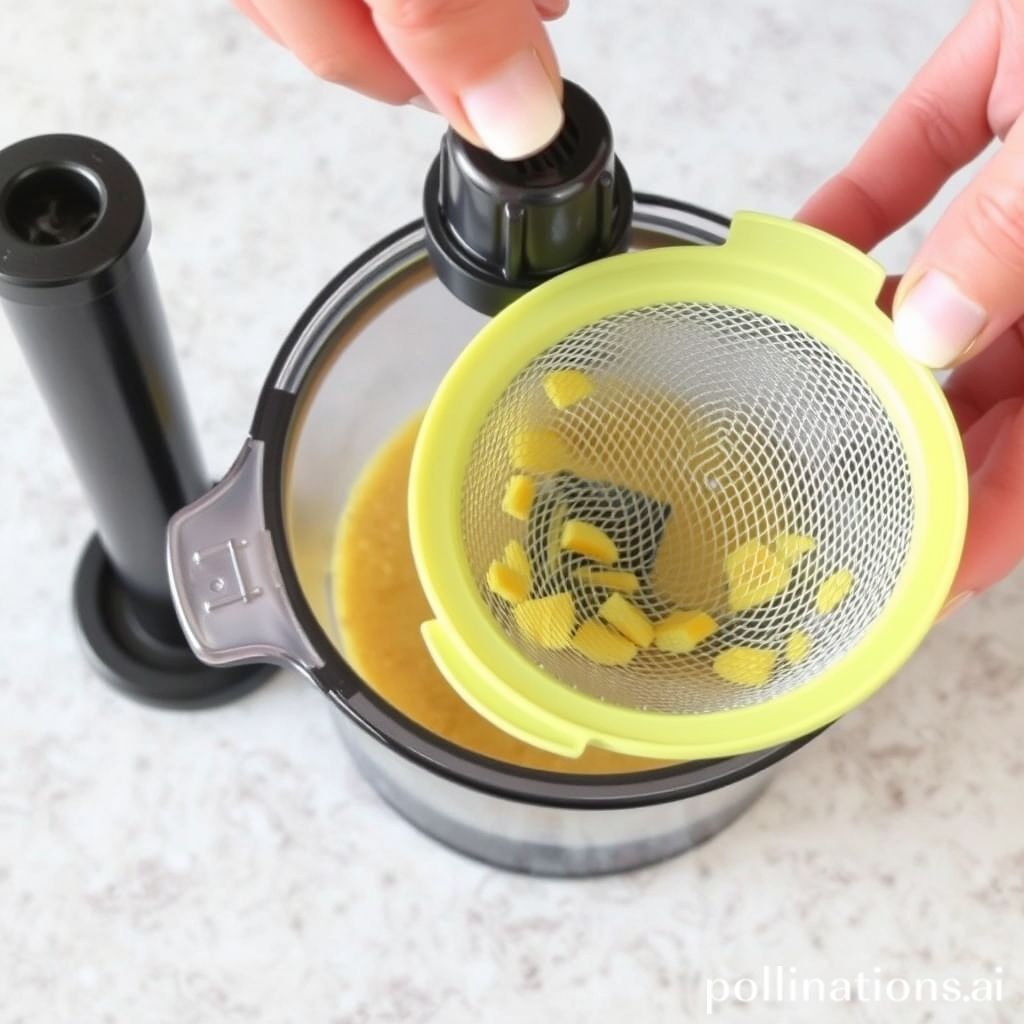 Removing Mesh Strainer from Disassembled Juicer