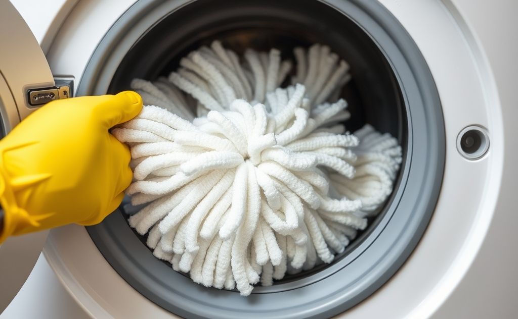 Disinfect mop head in washing machine safely